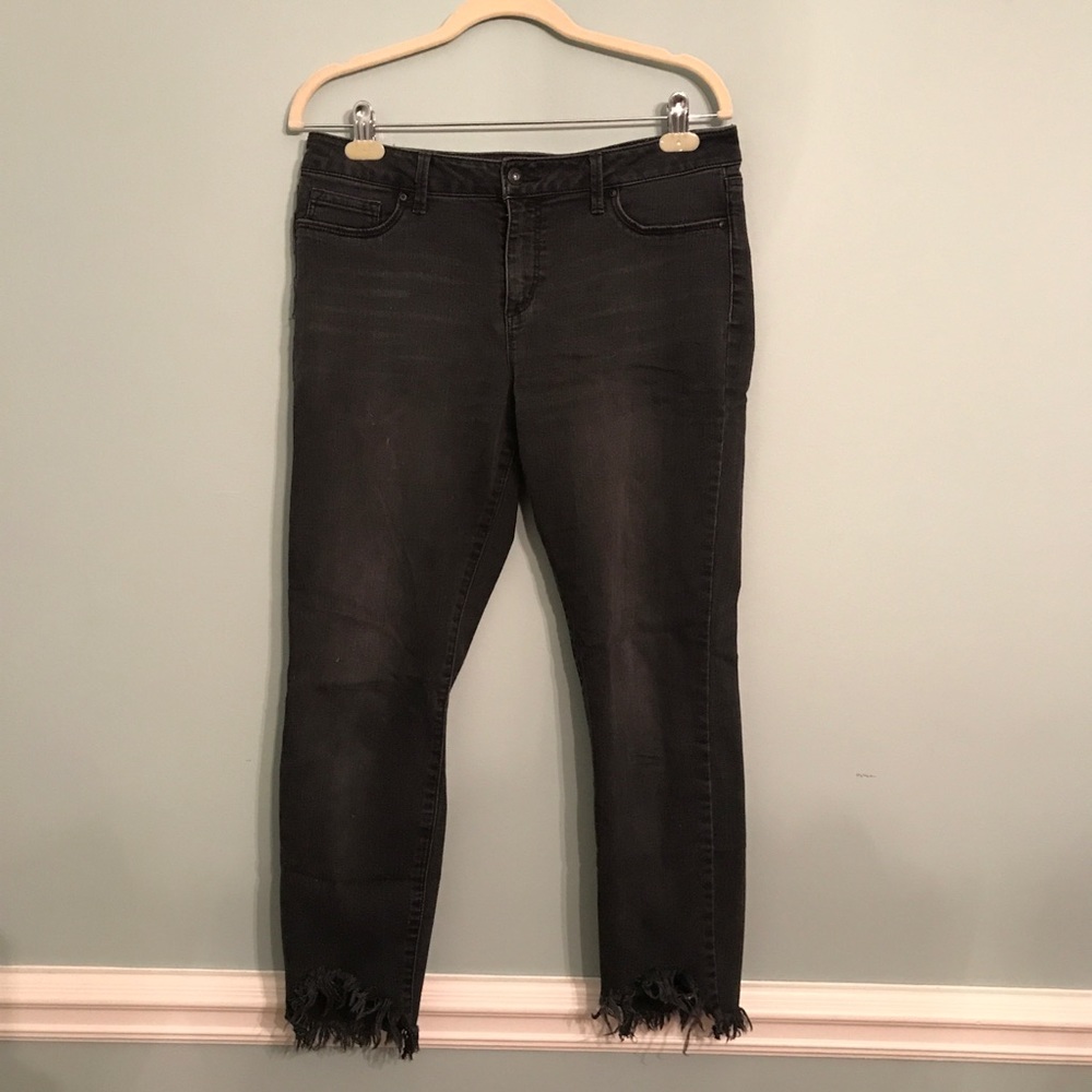 Frayed Hem Black Jeans